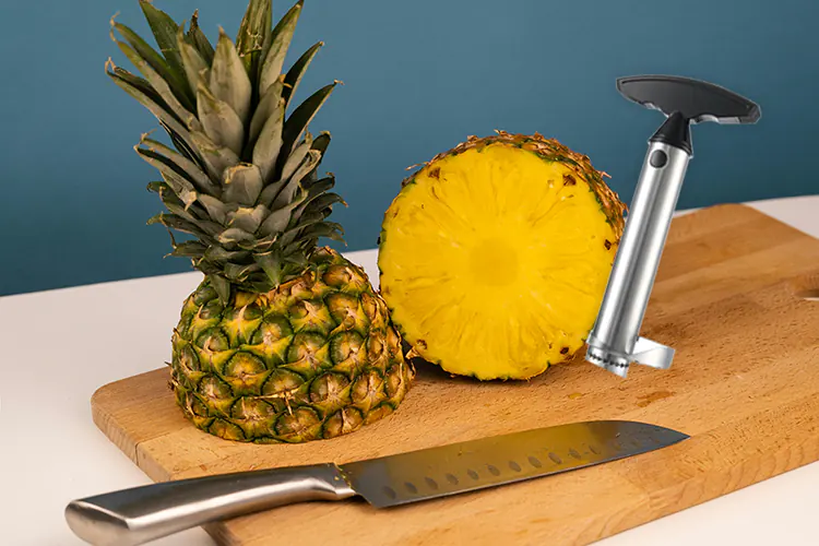 Essential kitchen tools for cutting pineapple